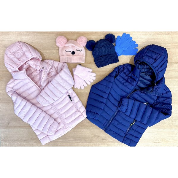 Jaqueta Infantil Puffer Acolchoada Frio Inverno Zíper Capuz